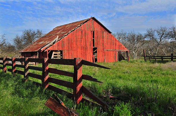 rustic red barn - abandoned farm stock pictures, royalty-free photos & images